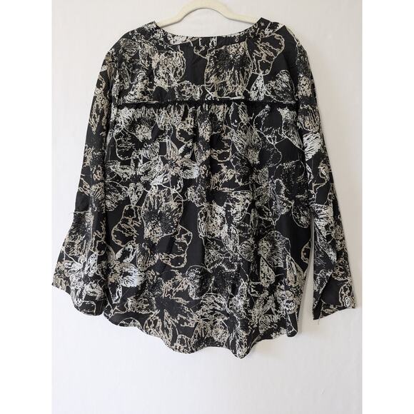 Westbound Woman Button Up Tie Front Tropical Black White Top Size 3X Boho New - Picture 4 of 9